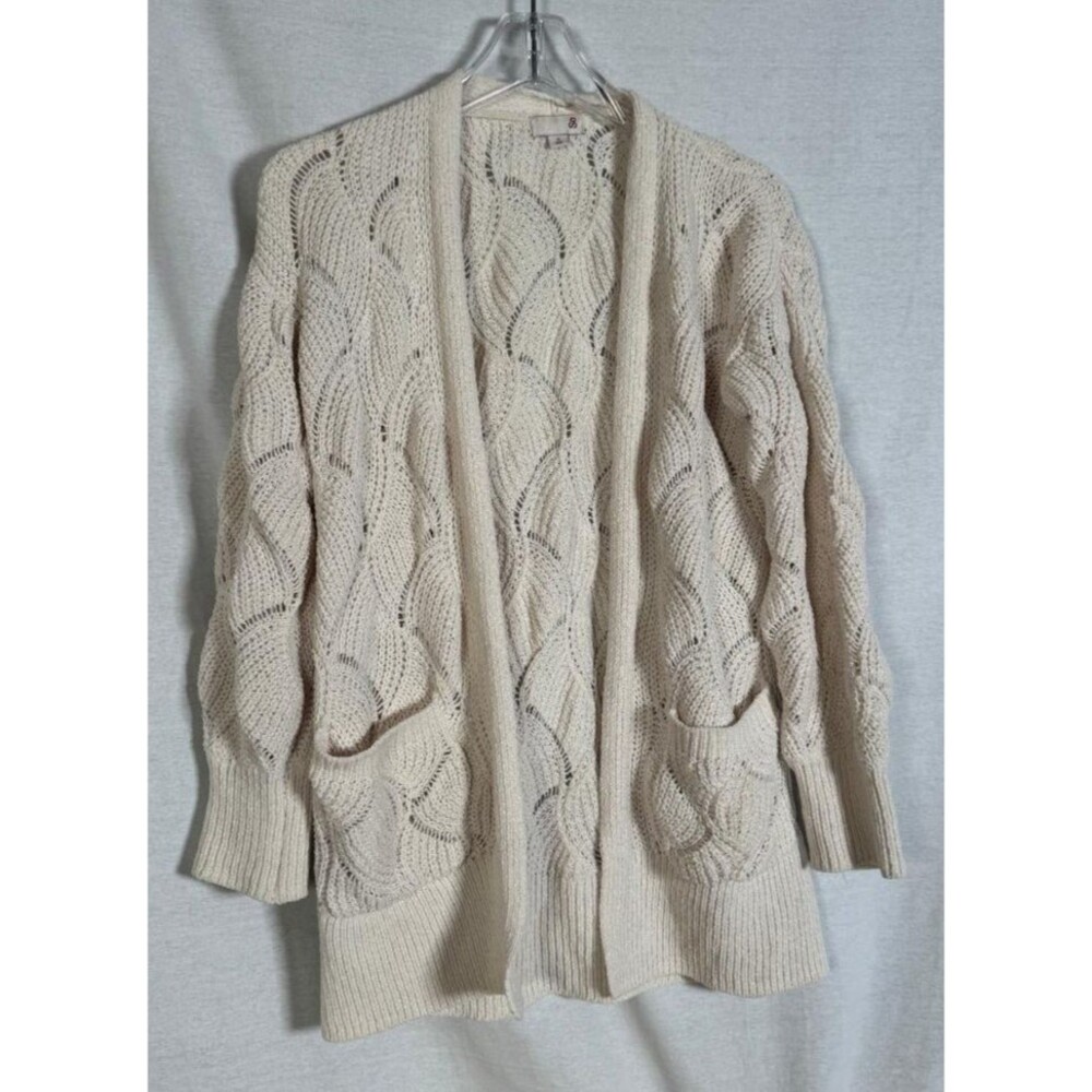 So Women's Ivory Color Cardigan Sweater Long Sleeve with Pockets Size Small